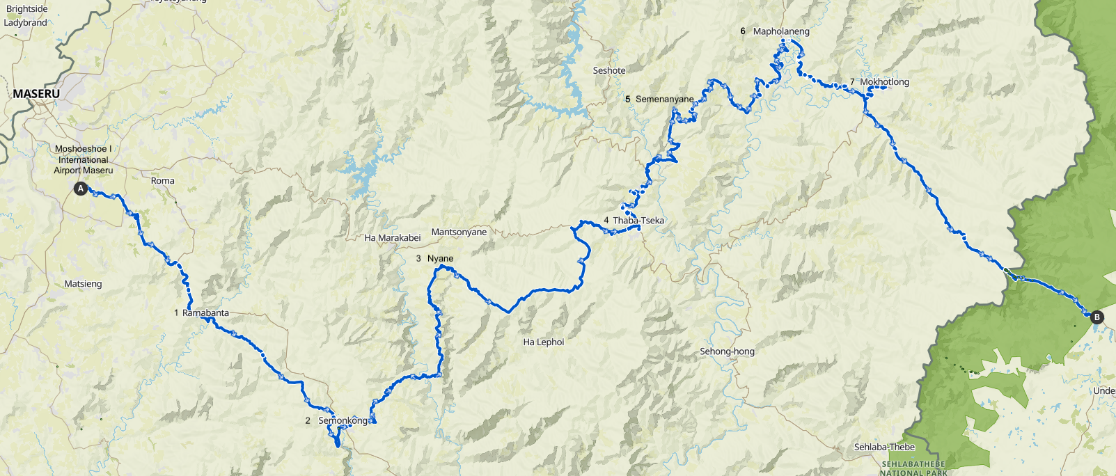 Lesotho mountain bike crossing 2025 planned route